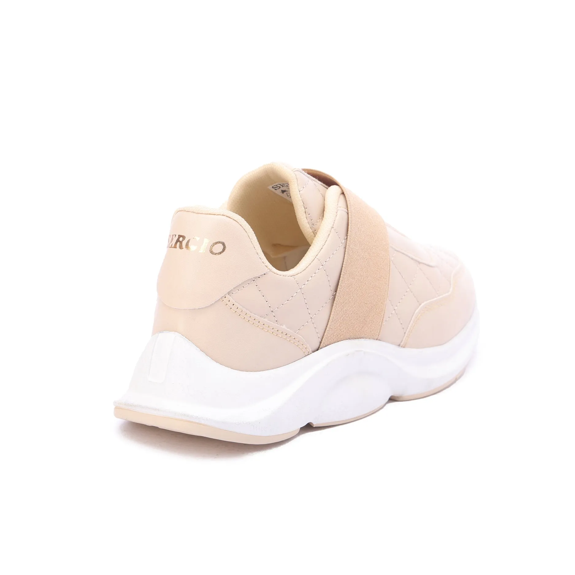 Quilted Elastic Sneakers-Beige