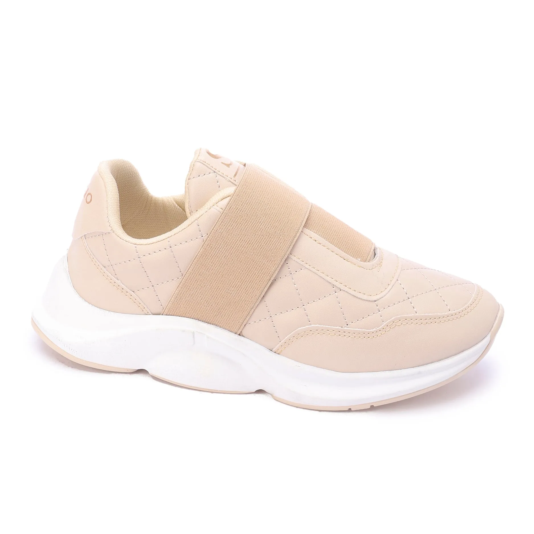 Quilted Elastic Sneakers-Beige