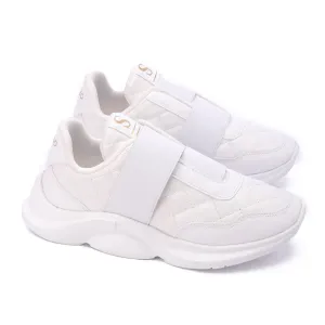 Quilted Elastic Sneakers-White