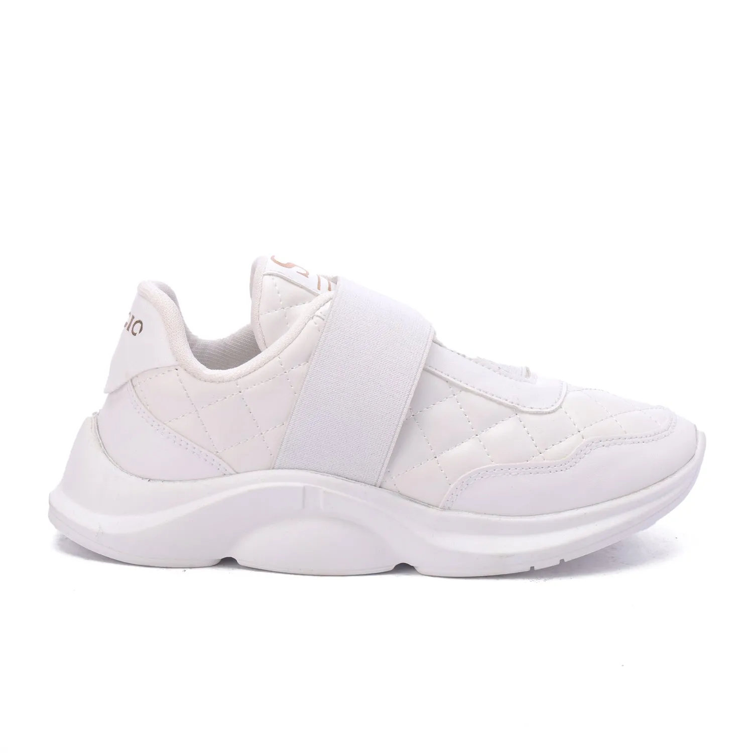Quilted Elastic Sneakers-White