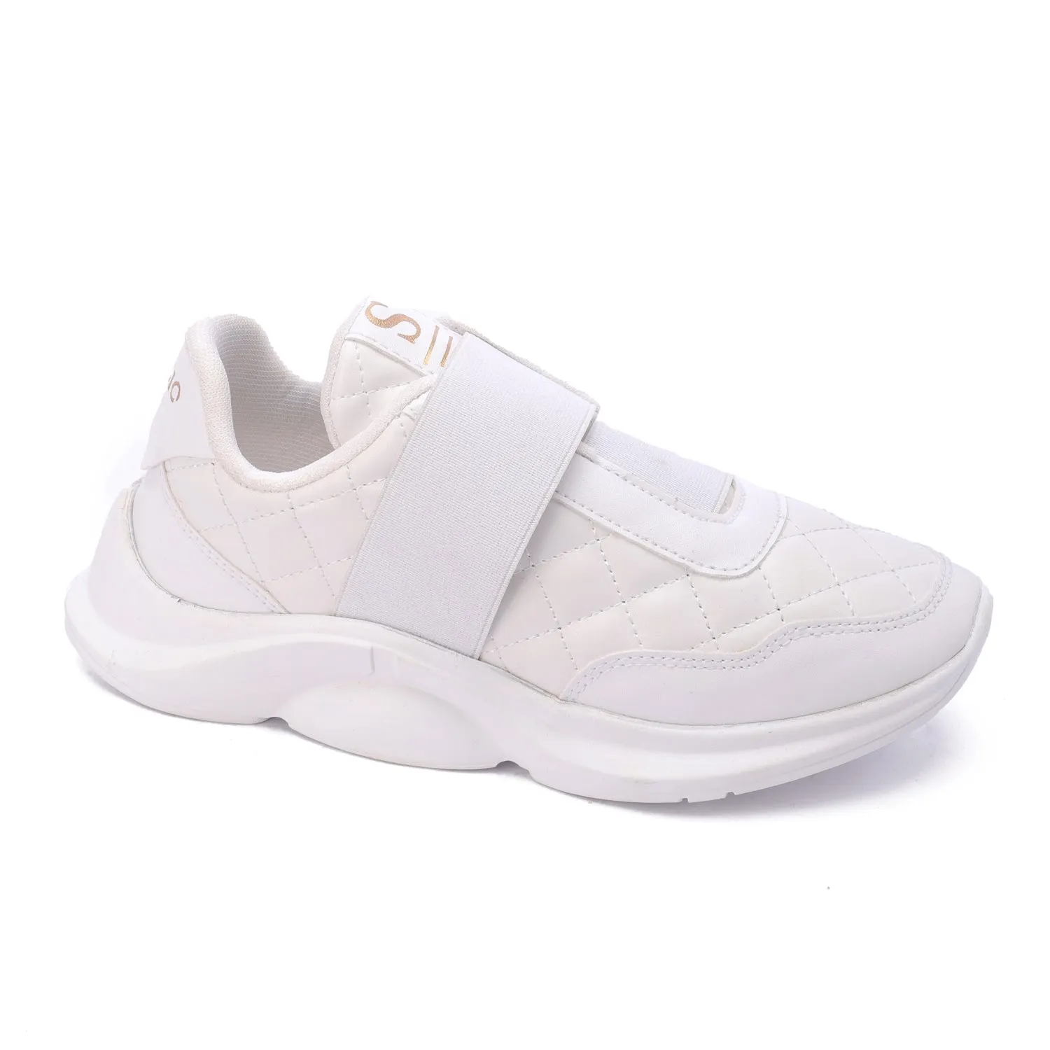 Quilted Elastic Sneakers-White