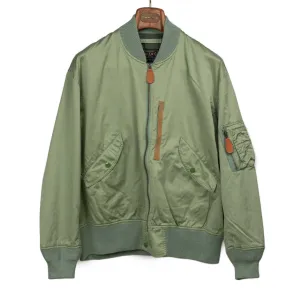 Relaxed military bomber in sage cotton sateen