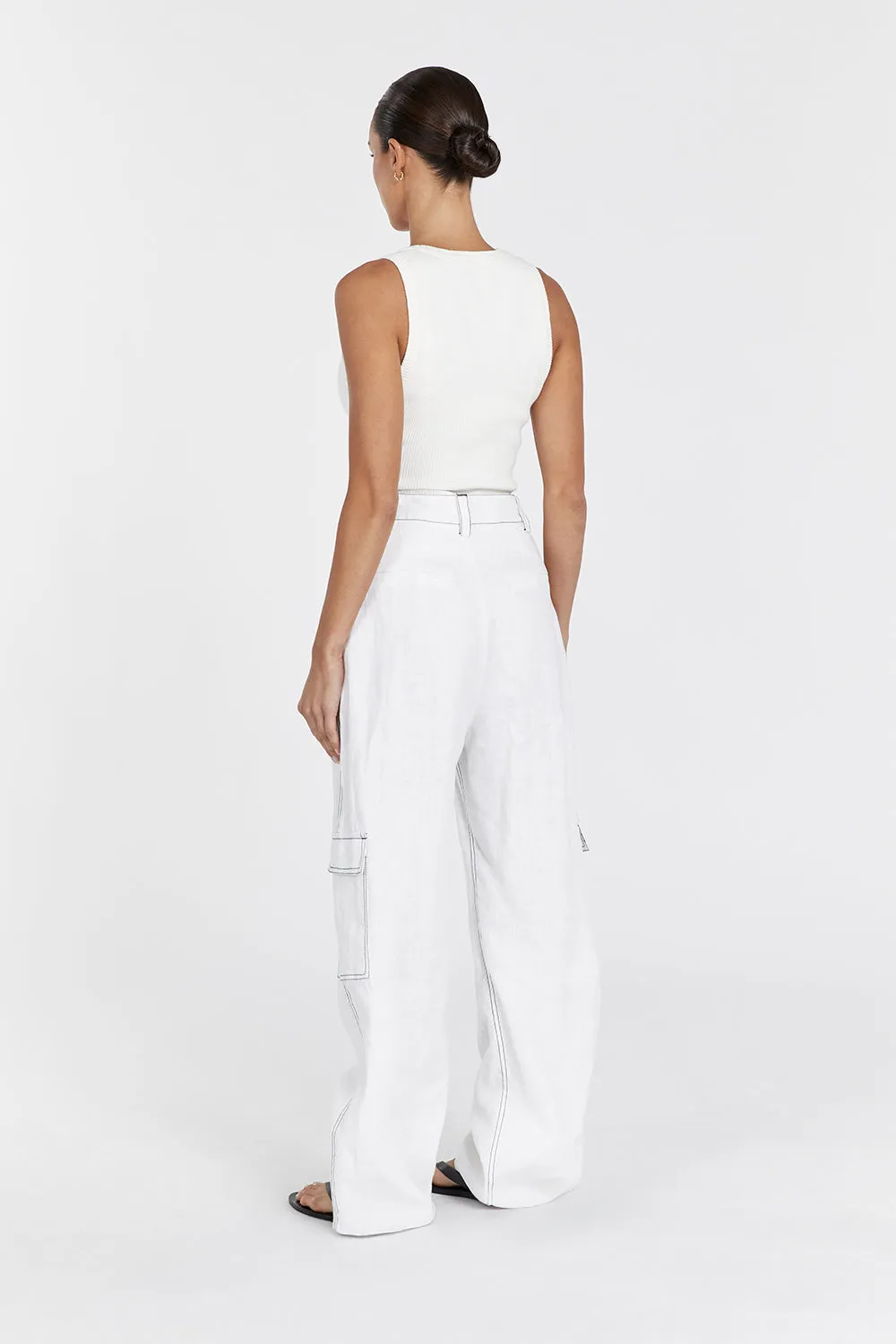 ROSIE WHITE LINEN CARGO PANT