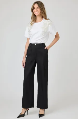 Short Sleeve Top with Beaded Details