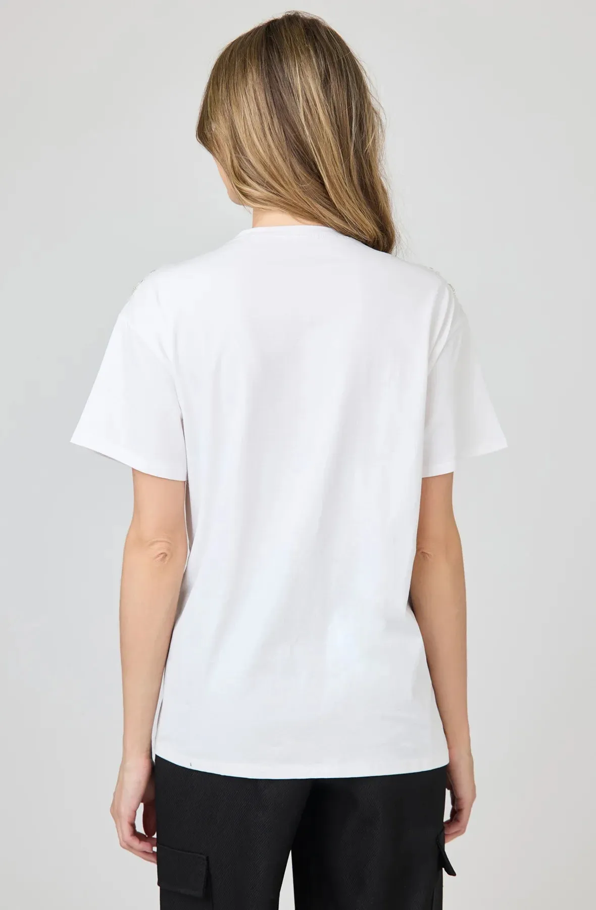 Short Sleeve Top with Beaded Details