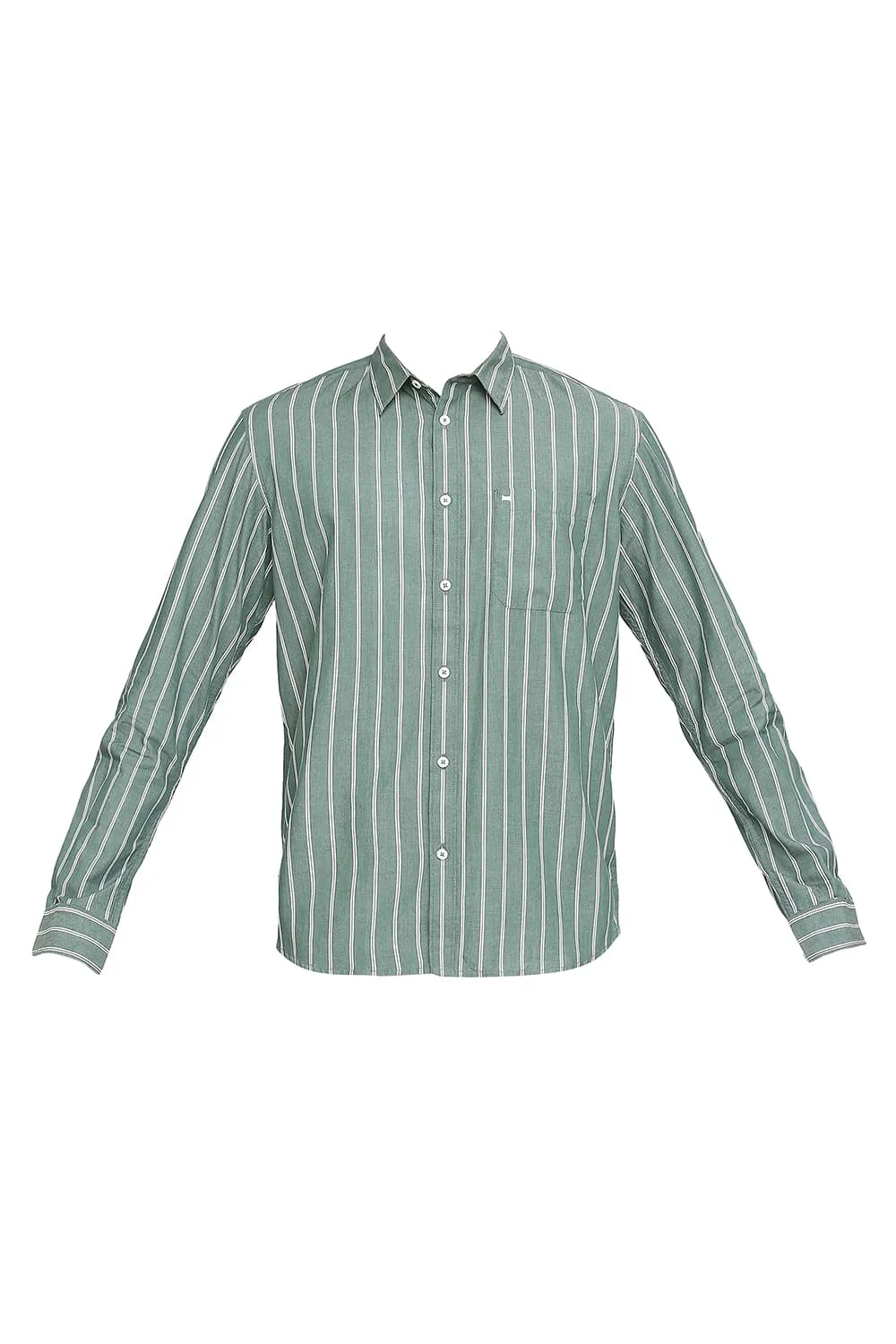 Slim Fit Cotton Cavalry Twill Stripe Shirt