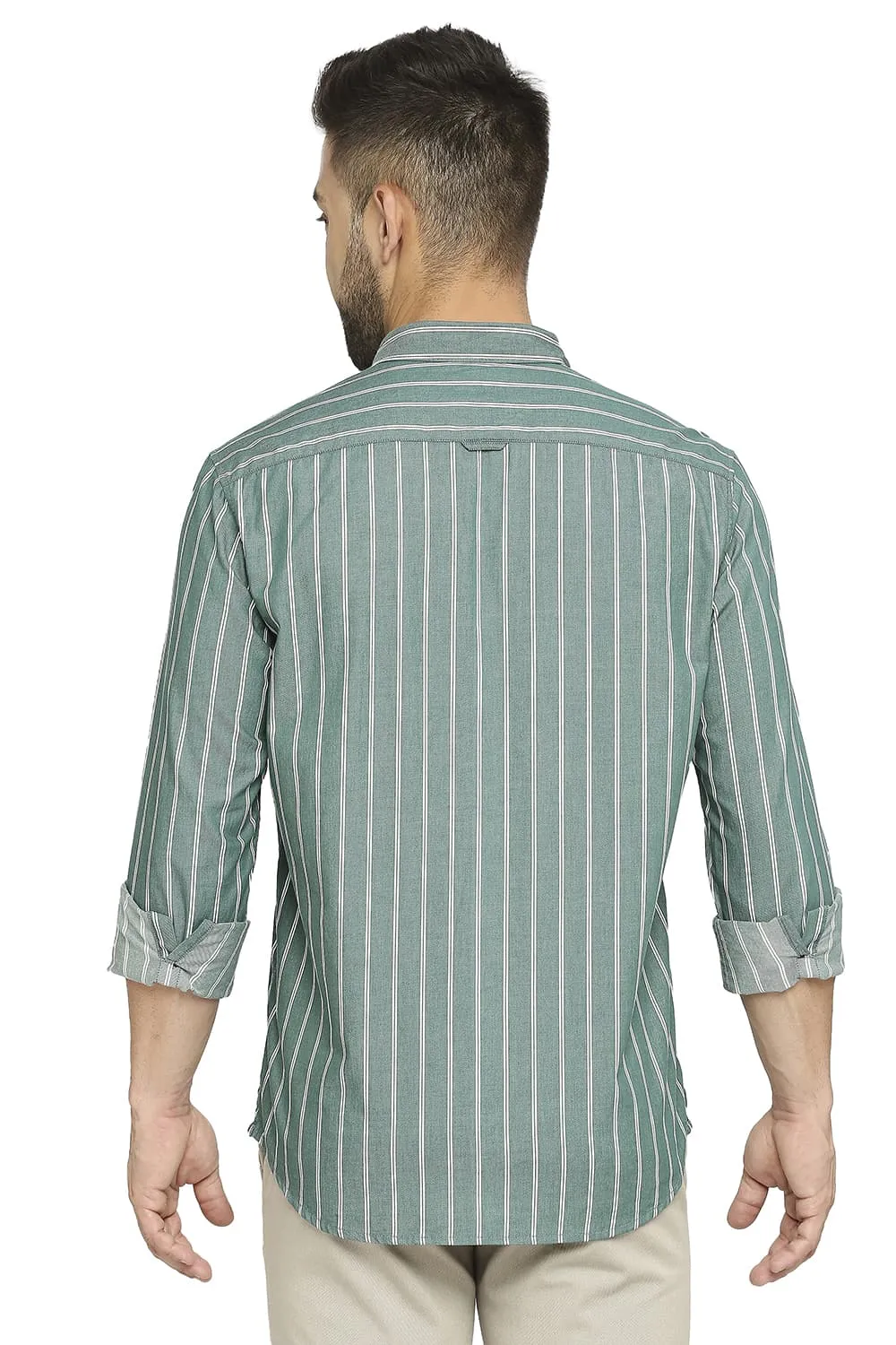 Slim Fit Cotton Cavalry Twill Stripe Shirt