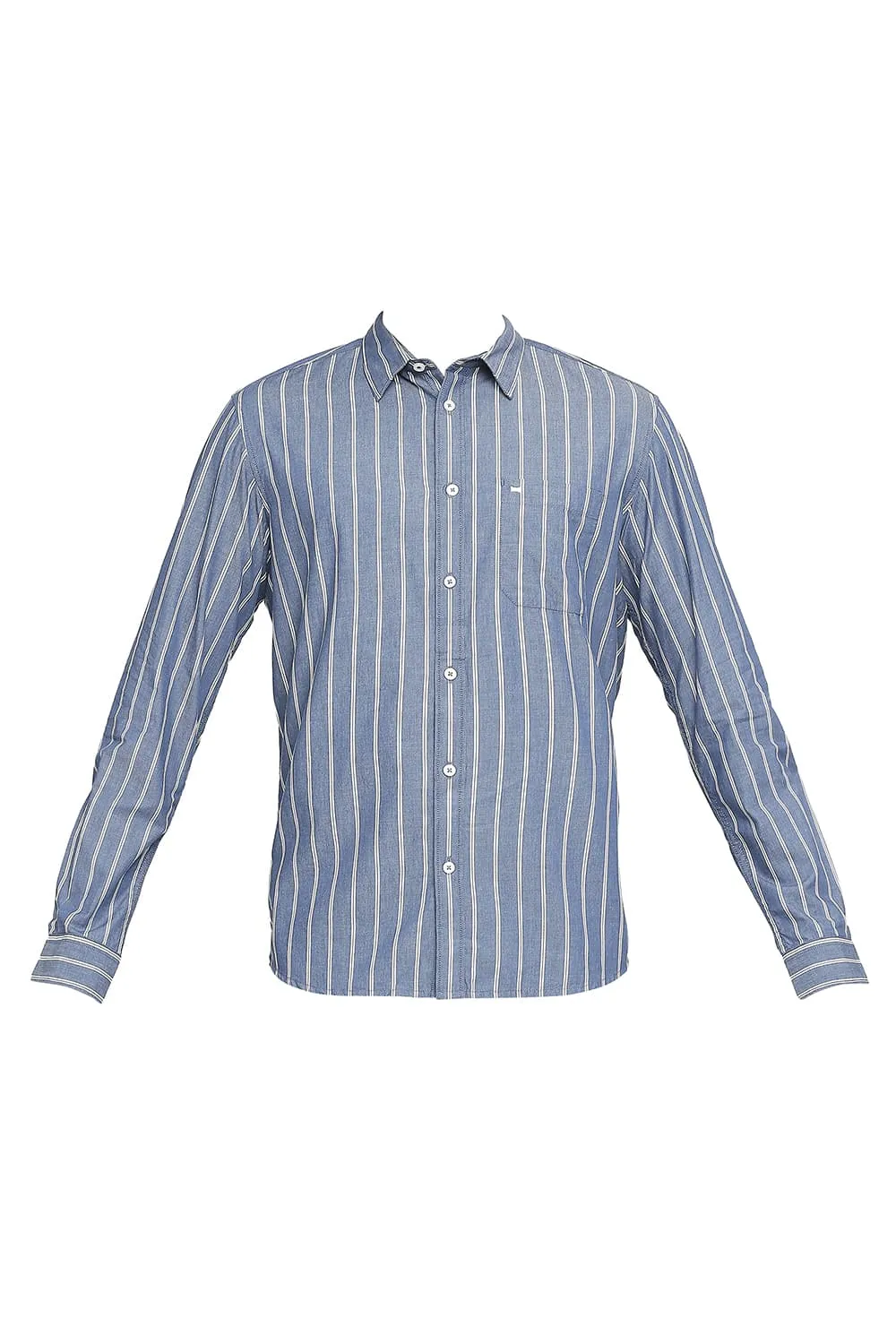 Slim Fit Cotton Cavalry Twill Stripe Shirt