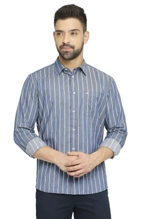 Slim Fit Cotton Cavalry Twill Stripe Shirt