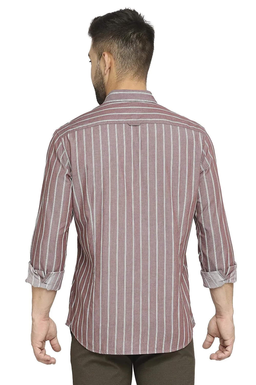 Slim Fit Cotton Cavalry Twill Stripe Shirt