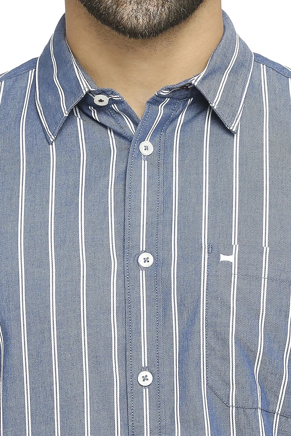 Slim Fit Cotton Cavalry Twill Stripe Shirt
