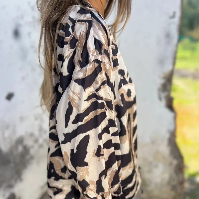 Spring Specials Women's Fall Zebra Print Zipper Bomber Jacket