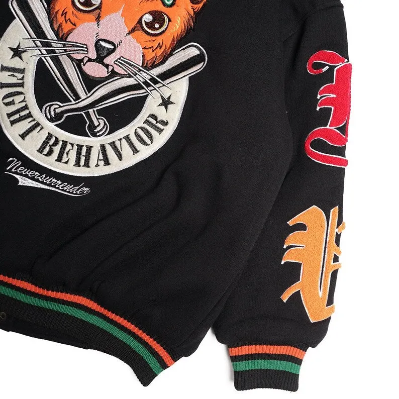 Street Life Baseball Jacket: Sporty Black Style with Unique Design