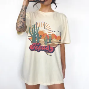 Texas Retro-Inspired Comfort Colors® T-Shirt, T-Shirt Dress, Faded Graphic Design Tee, Oversized print, BOHO, Summer T-Shirt, Gift for Mom