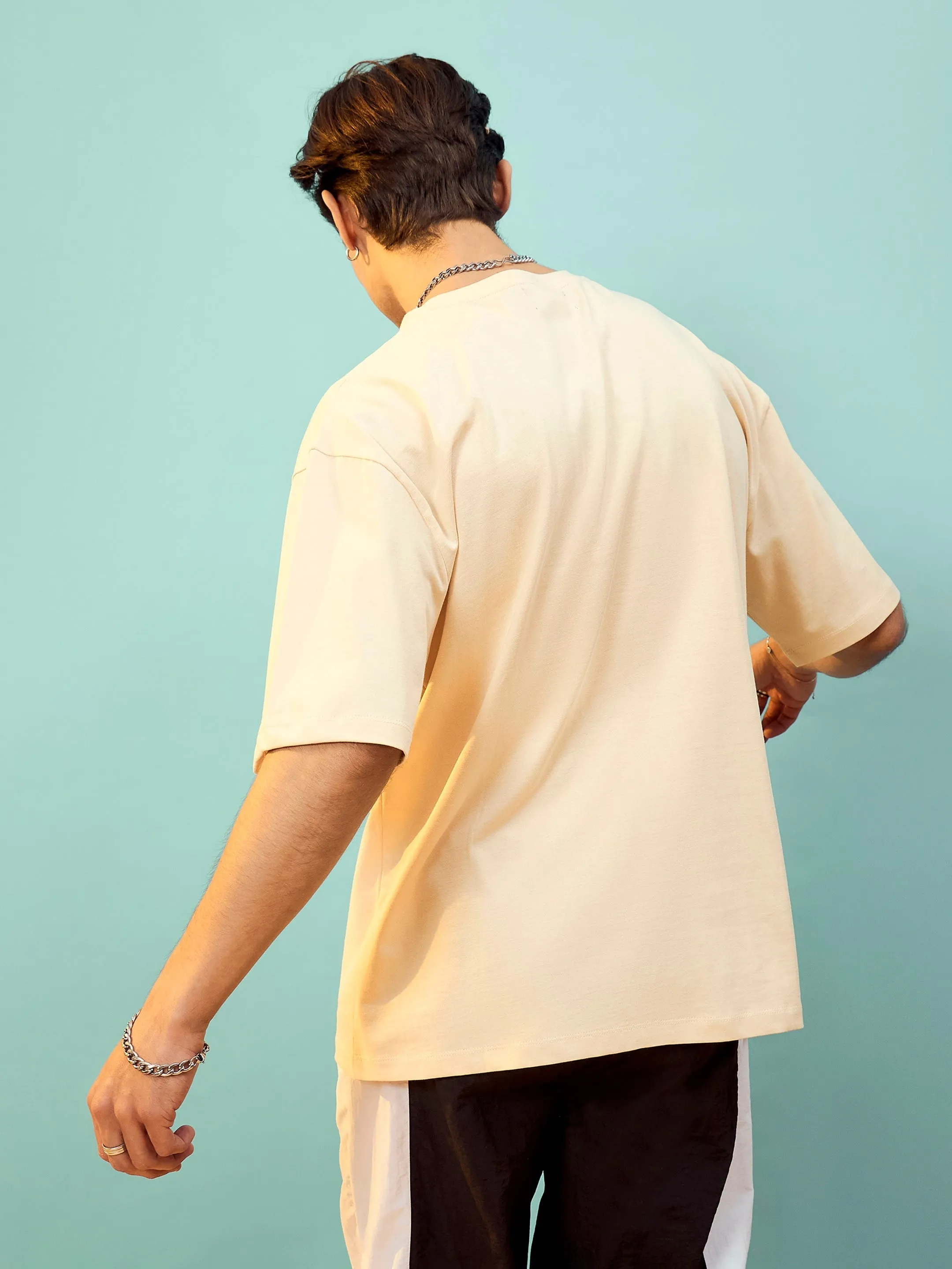Unisex Beige Endlessly Creating Myself Oversize T-Shirt