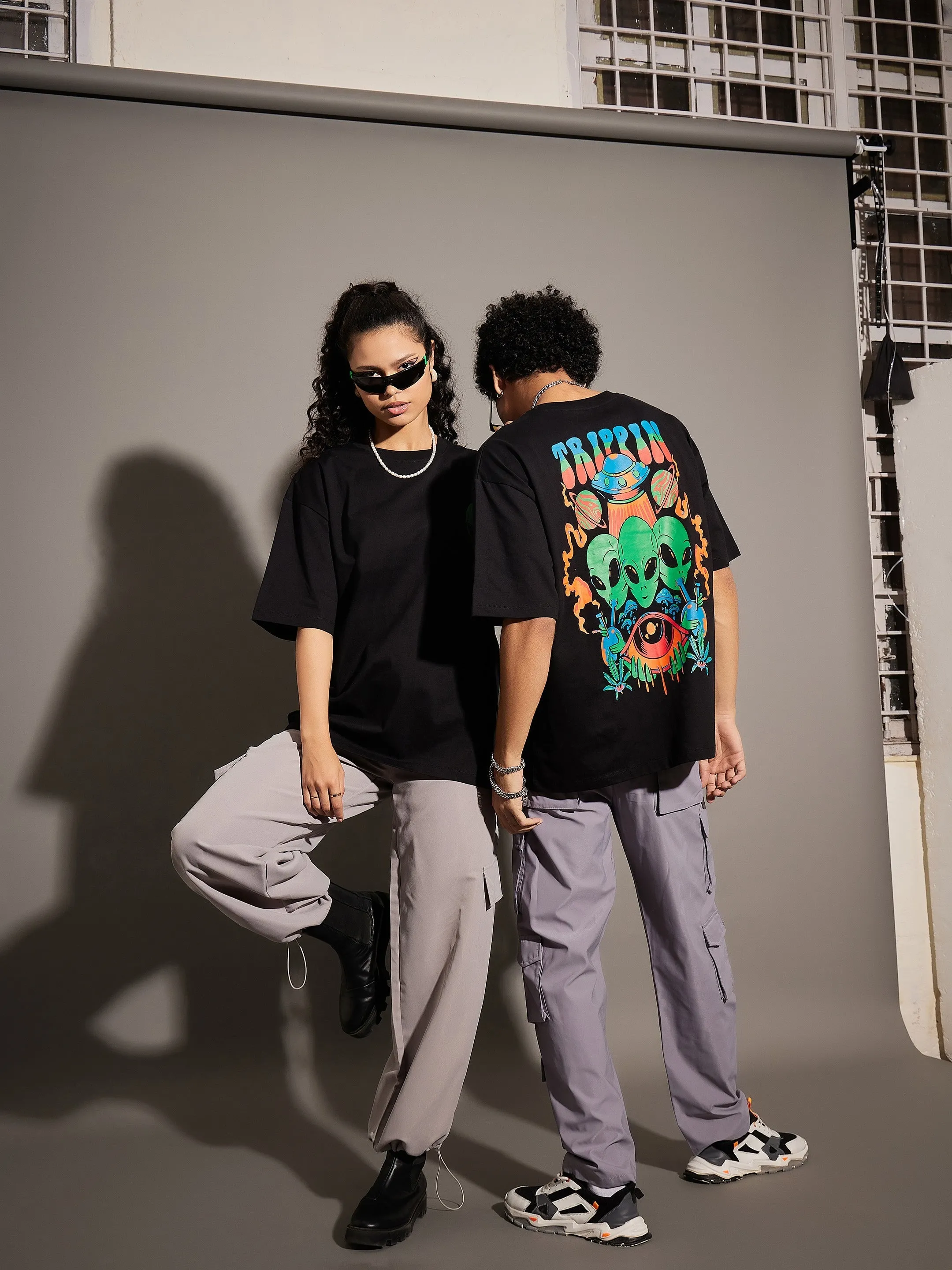 Unisex Black TRIPPIN Oversized T-Shirt