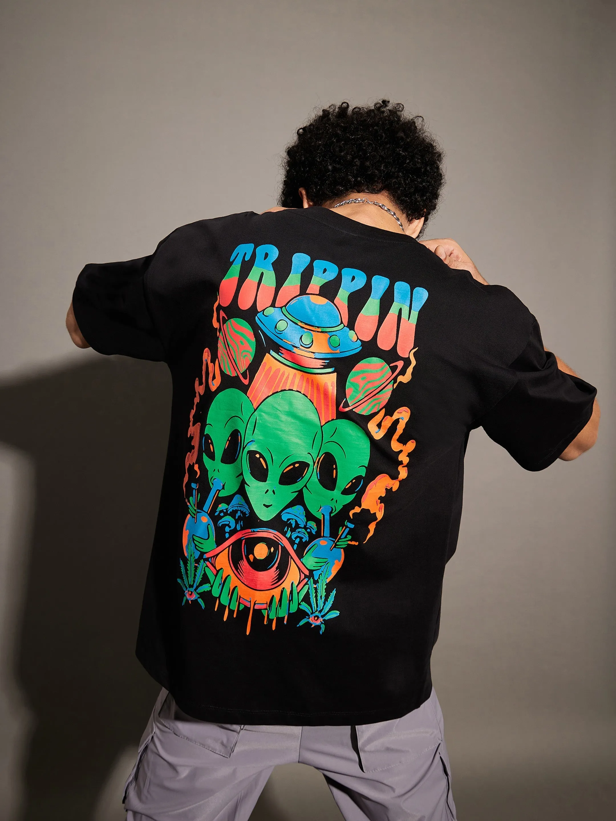 Unisex Black TRIPPIN Oversized T-Shirt