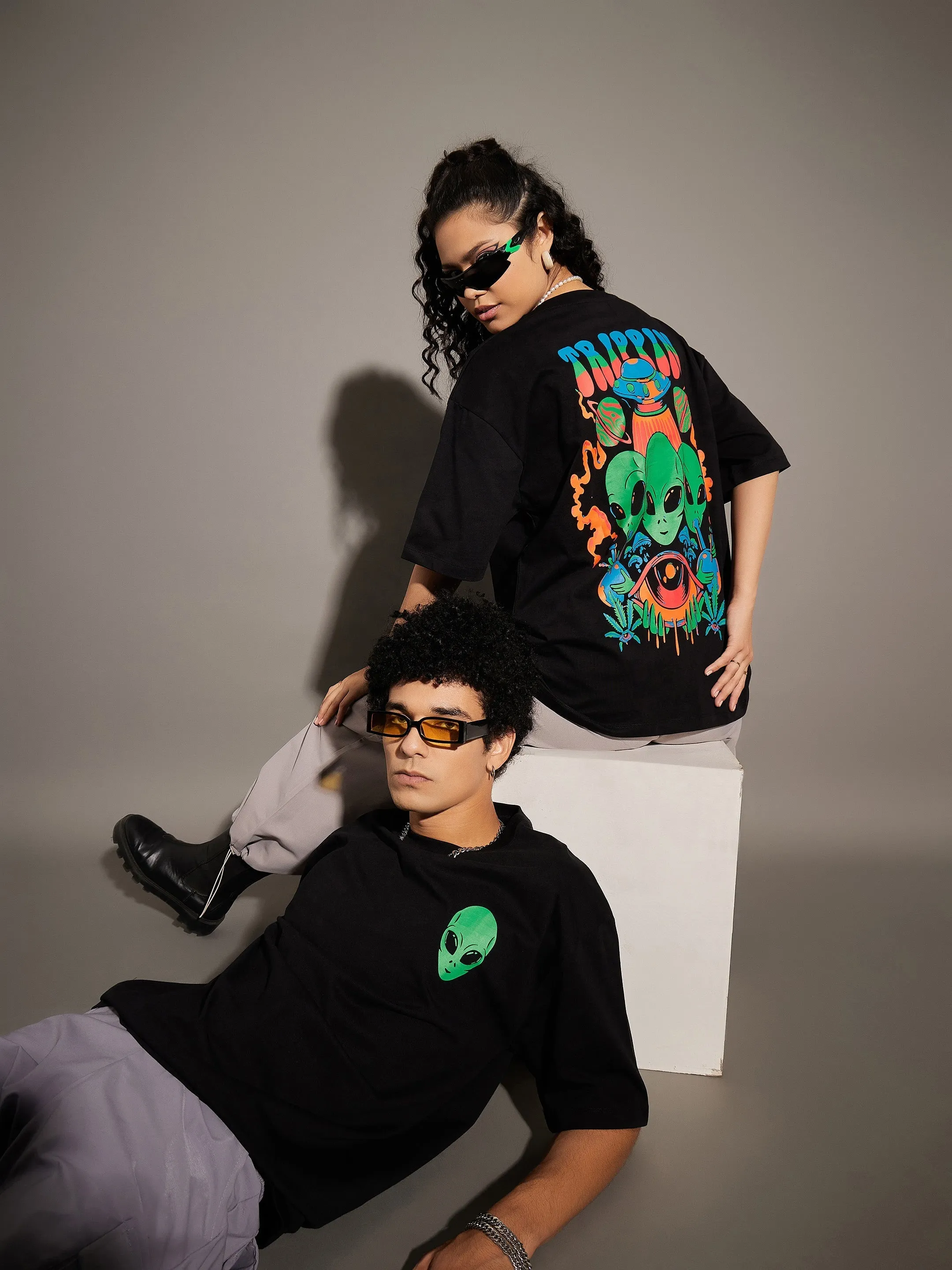 Unisex Black TRIPPIN Oversized T-Shirt