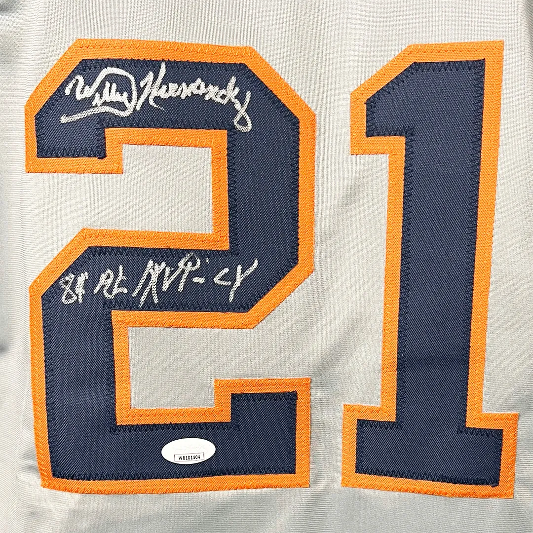 Willie Hernandez Signed 2 Inscription Detroit Grey Baseball Jersey (JSA)